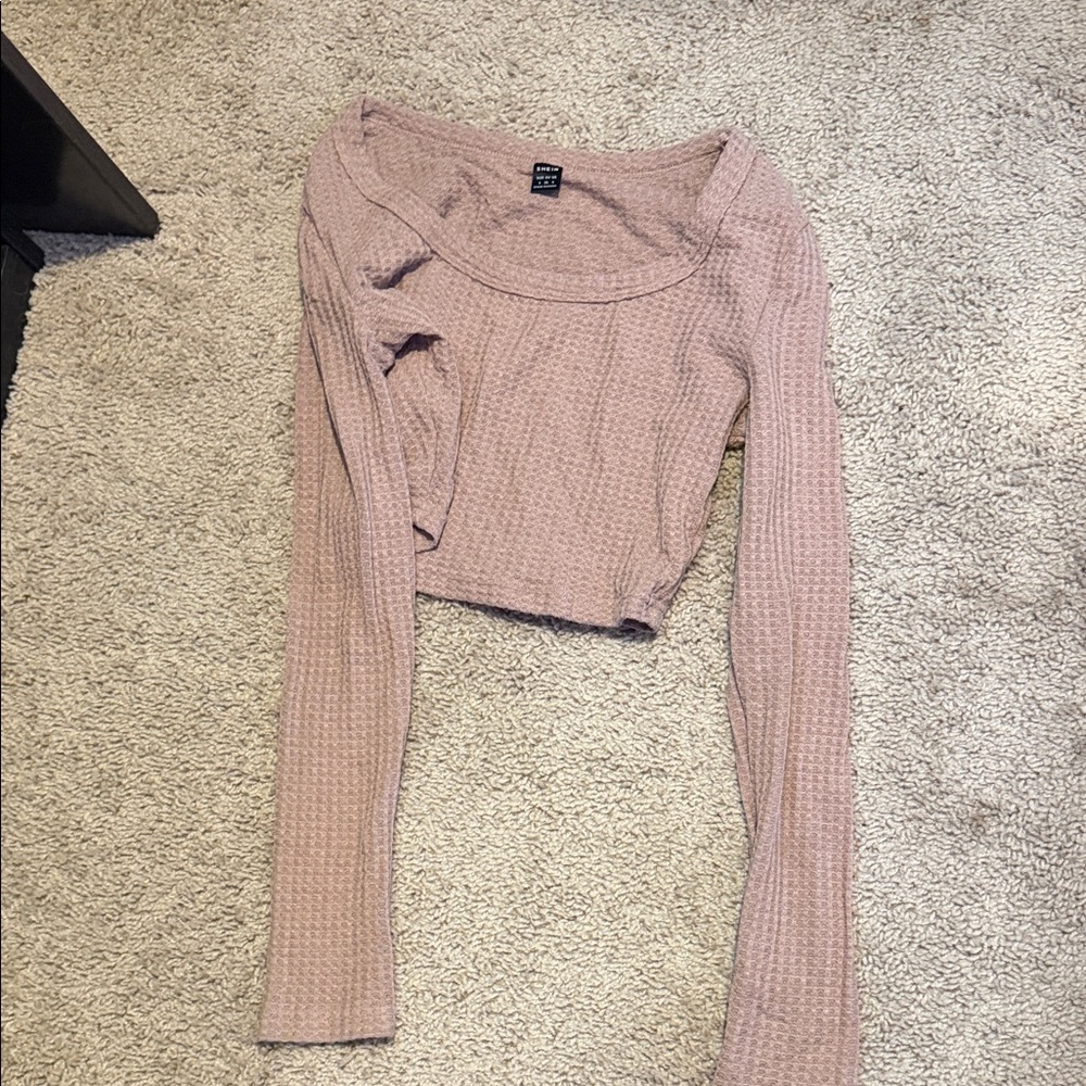 SHEIN Textured Mauve Long Sleeve Top
